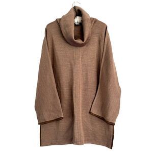 Soft Surroundings Women’s MED Wool Blend Knit Cowl Neck Tunic Top Brown